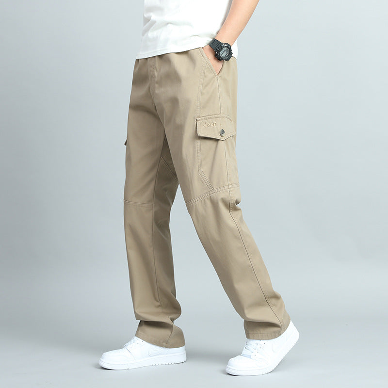 Herren Robuste Canvas-Cargohose mit geradem Bein, Knieabnähern & Klappentaschen Shop Nory