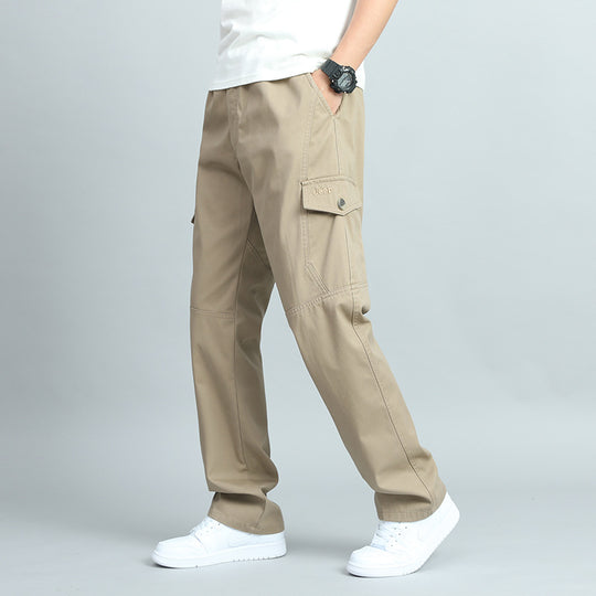 Herren Robuste Canvas-Cargohose mit geradem Bein, Knieabnähern & Klappentaschen Shop Nory
