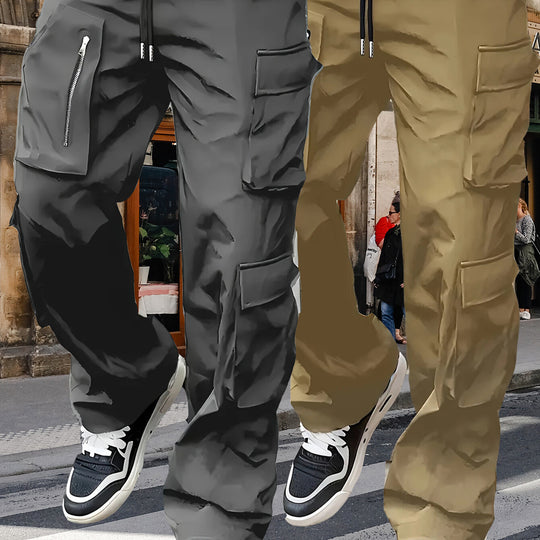 Herren weite Utility-Cargohose mit Tunnelzugbund, multifunktionalen Taschen & Reißverschlusstasche Shop Nory