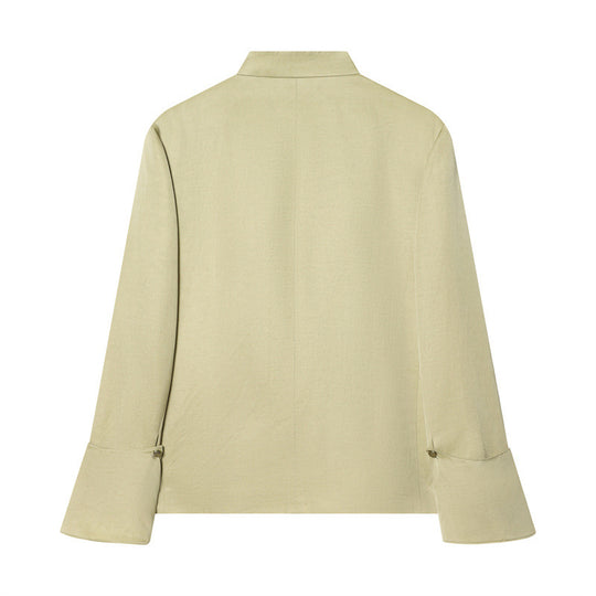 Damen Asymmetrische Blusenjacke mit Stehkragen und ausgestellten Manschetten Shop Nory