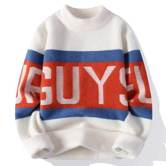 Damen Kuscheliger Grobstrickpullover mit auffälligem Schriftzug Shop Nory