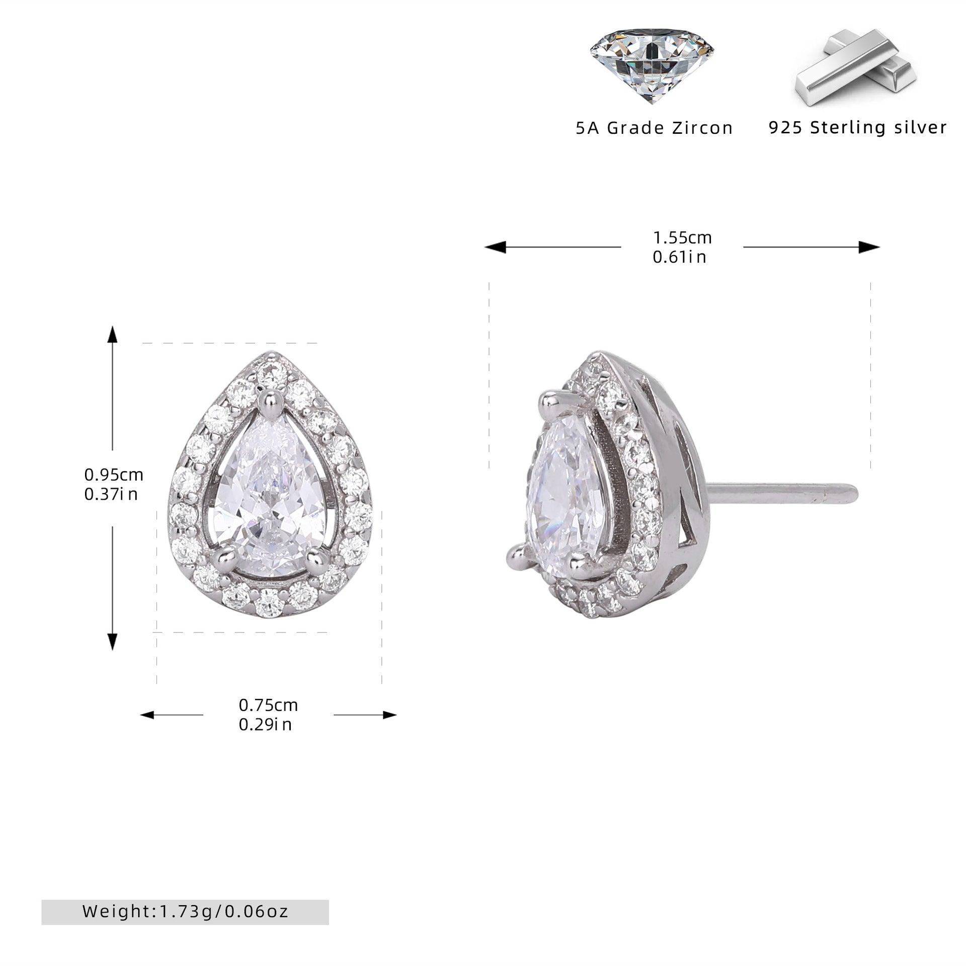 Damen Halskette mit tropfenförmigem Zirkonanhänger aus 925 Sterlingsilber und elegantem Design Shop Nory