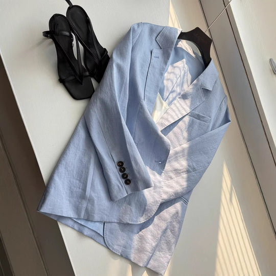 Damen Modischer Leinenblazer mit zwei Taschen Shop Nory