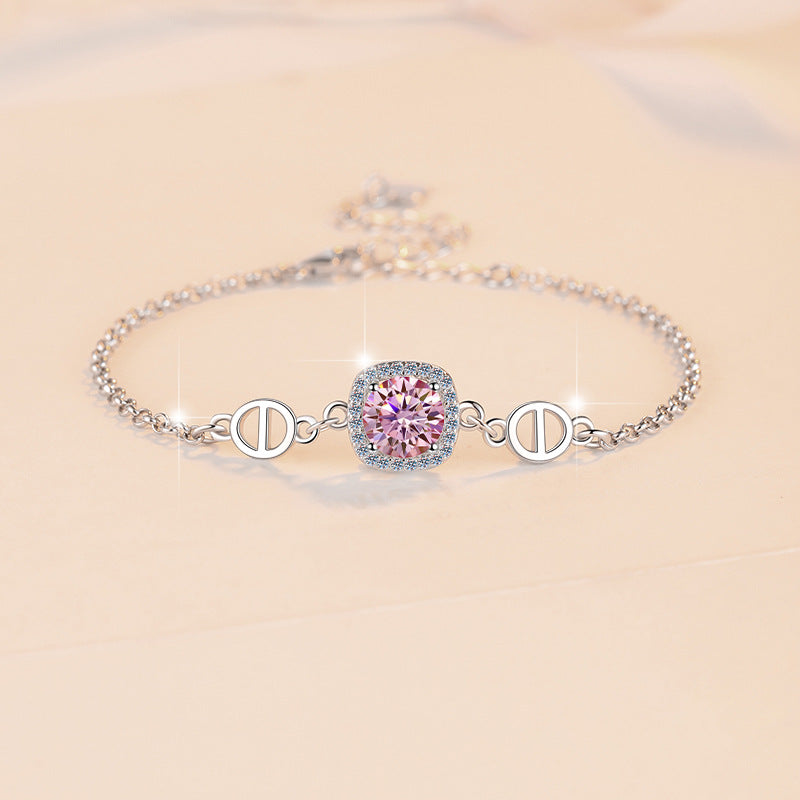 Damenarmband mit strahlend gelbem Kristall und funkelndem Zirkonia-Rahmen Shop Nory
