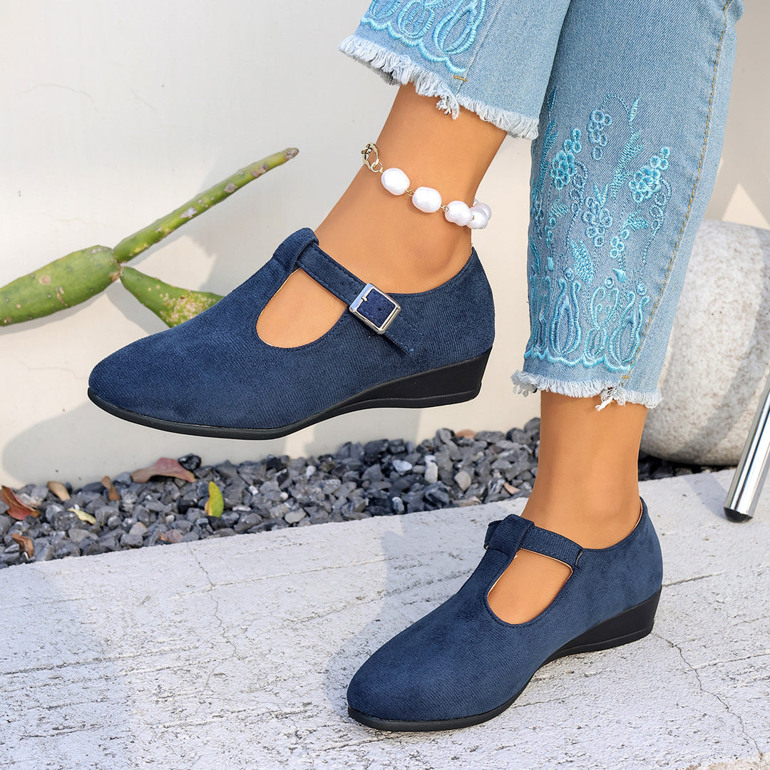 Damen Keil-Ballerinas mit gekreuzten Elastikriemen und weichem Memory-Fußbett Shop Nory