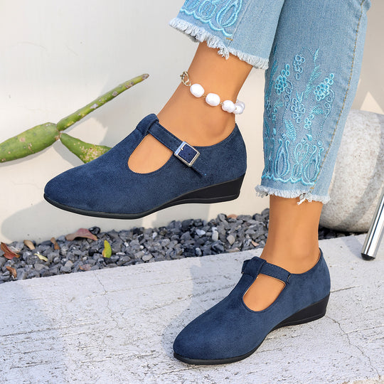 Damen Keil-Ballerinas mit gekreuzten Elastikriemen und weichem Memory-Fußbett Shop Nory