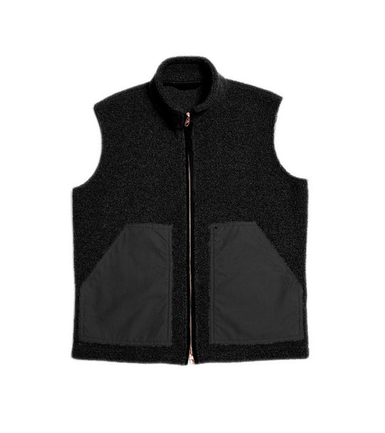 Damen Kurz geschnittene Bouclé-Fleece-Weste mit Stehkragen, Zwei-Wege-Reißverschluss und kontrastierenden Aufsatztaschen Shop Nory