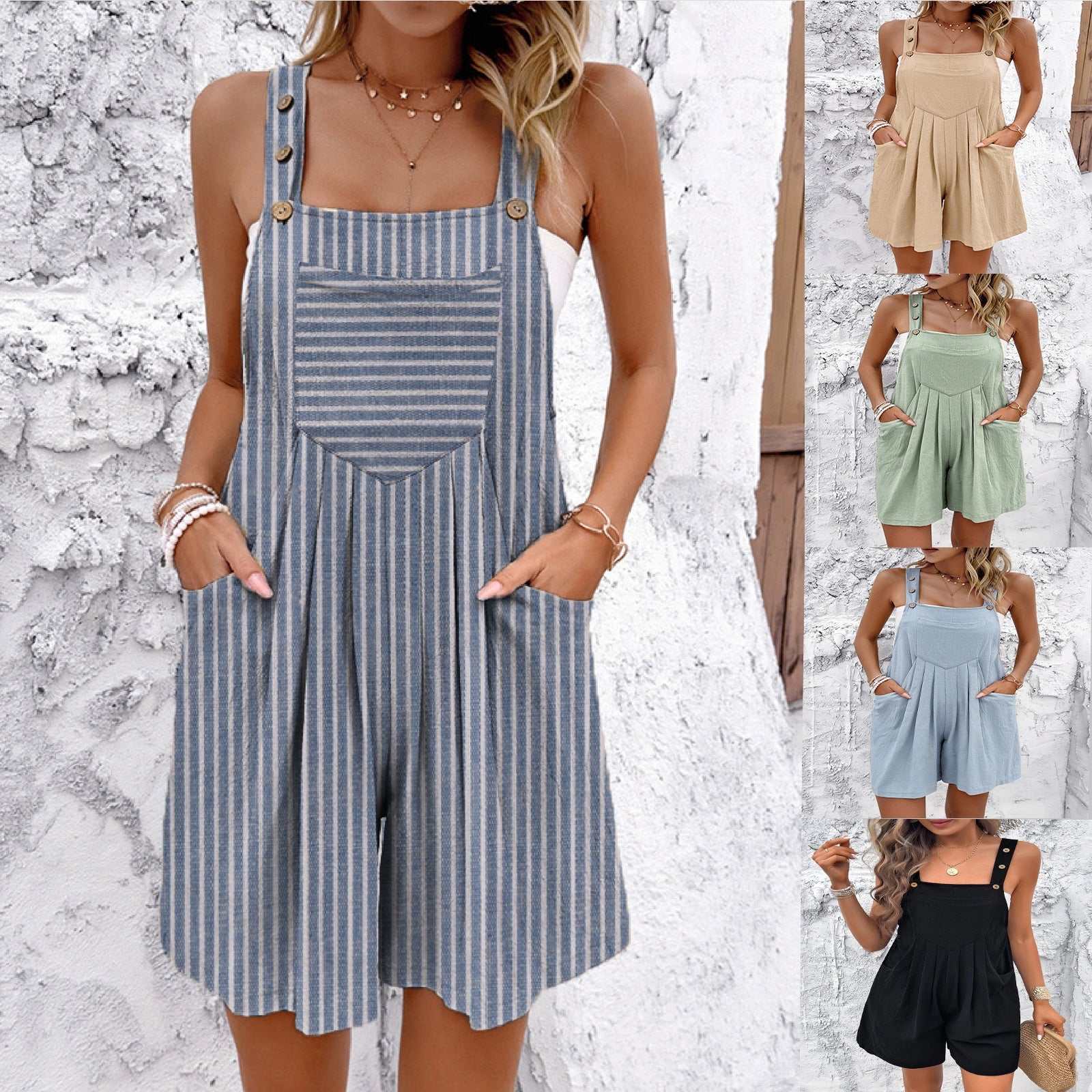 Damen Overall mit Taschen und Knopfdetails