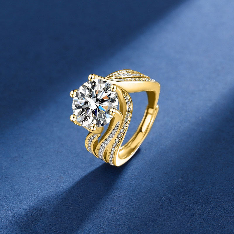 Damen Eleganter und funkelnder Solitär Ring Shop Nory