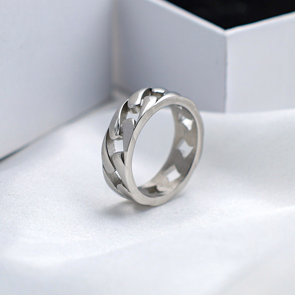 Damen Modischer Edelstahlring mit kunstvoll geflochtenem Design Shop Nory