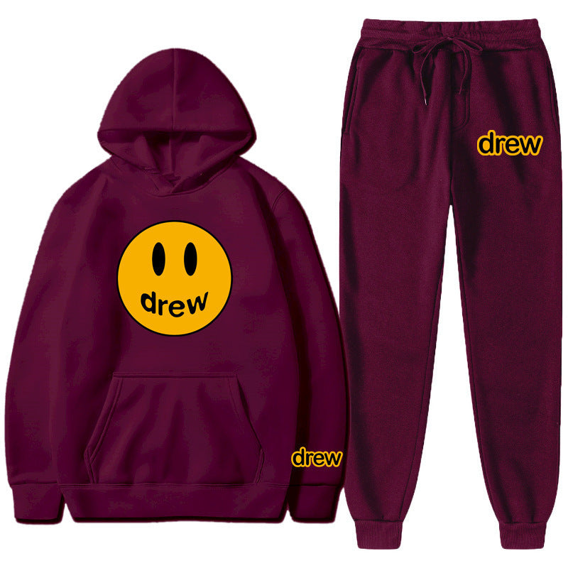 Unisex nan zweiteiliges Lounge-Set aus French-Terry mit Smiley-Print Kapuzenpullover und tapered Jogginghose Shop Nory