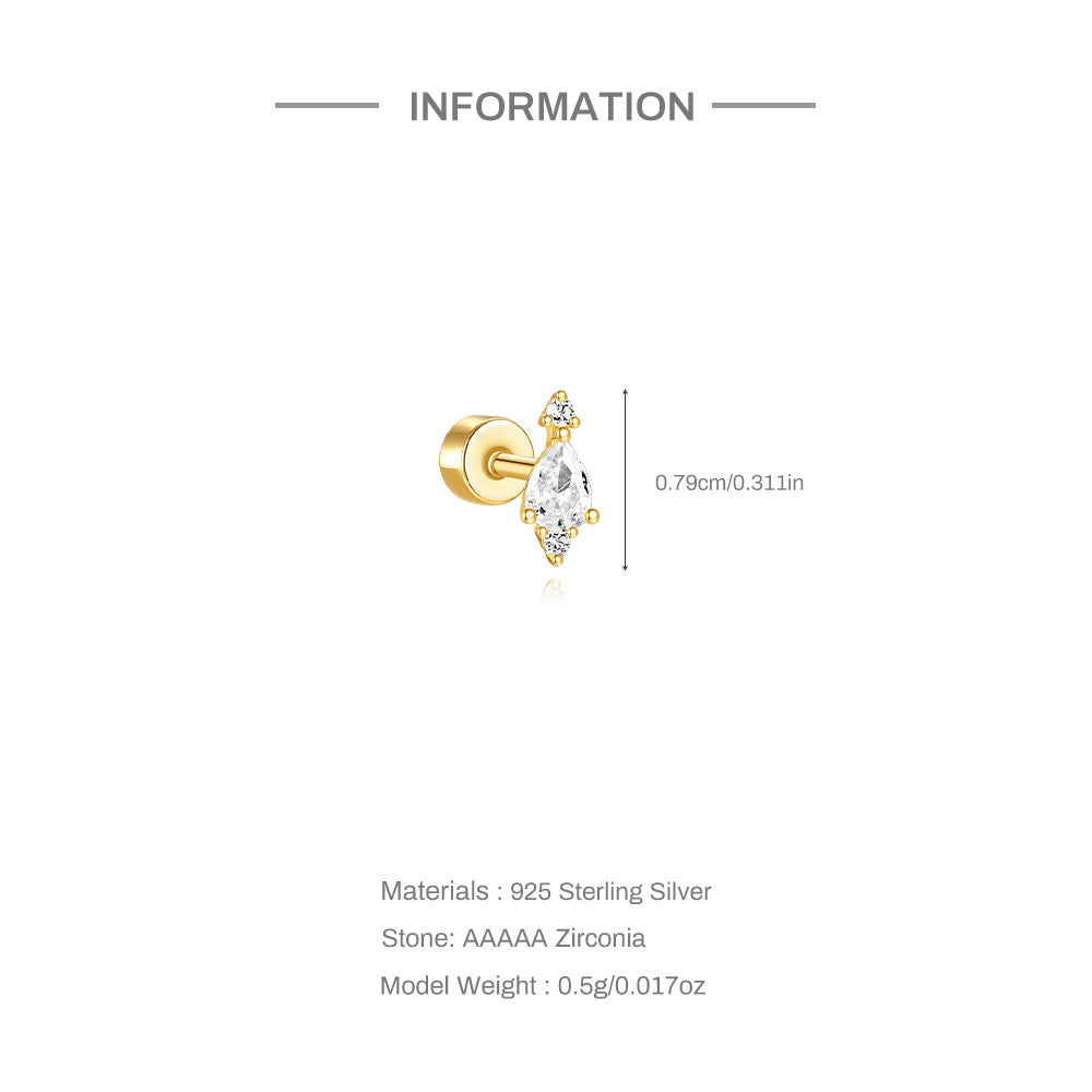 1 Stück Ohrknorpelringe & Steckern Einfacher Stil Klassischer Stil Geometrisch 925 Sterling Silber Opal Zircon Ohrknorpelringe & Steckern | Shop Nory