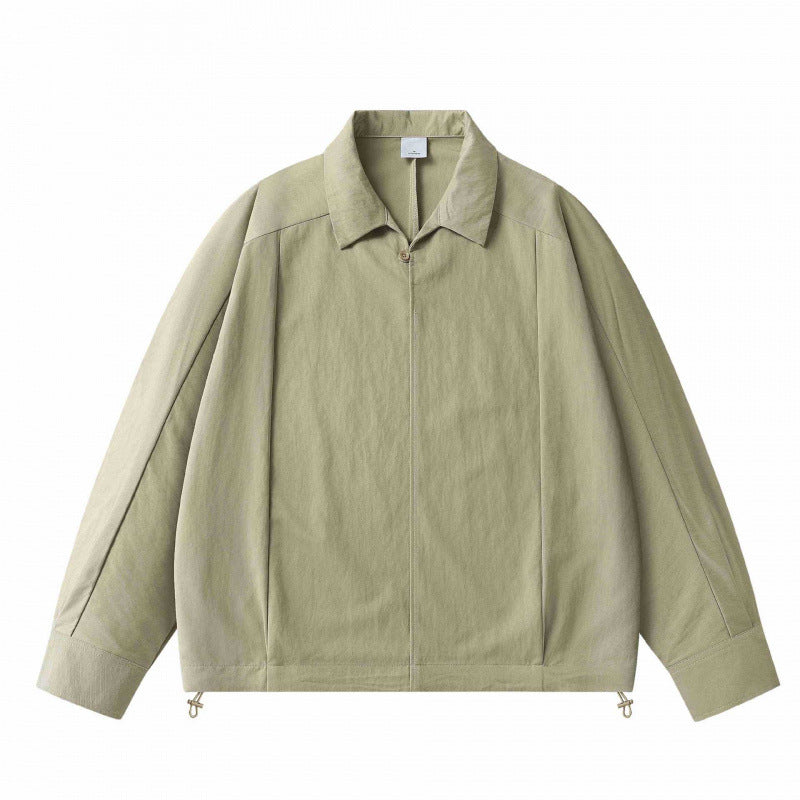 Unisex Leichte Overshirt‑Jacke mit verdeckter Front, Hemdkragen und Tunnelzugsaum Shop Nory