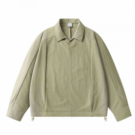 Unisex Leichte Overshirt‑Jacke mit verdeckter Front, Hemdkragen und Tunnelzugsaum Shop Nory