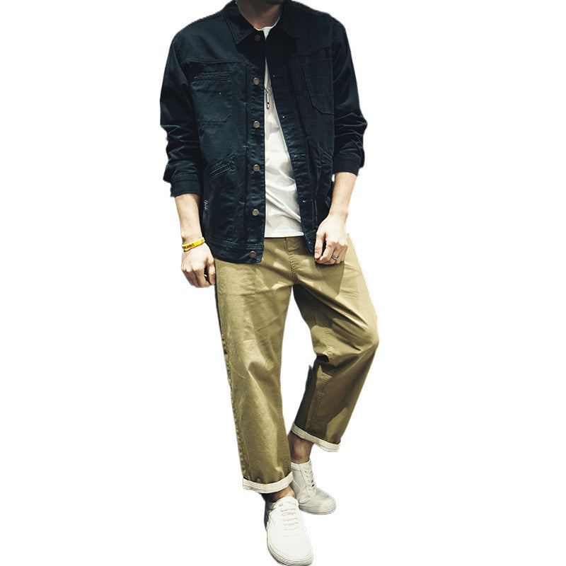 Herren Utility-Hemdjacke aus Canvas mit Pattentaschen und durchgehender Knopfleiste Shop Nory