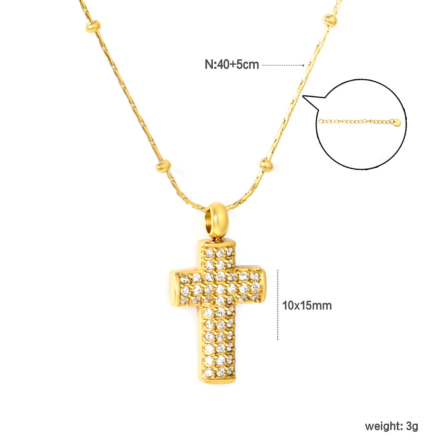 Damen Halskette mit funkelndem Kreuz-Anhänger Shop Nory