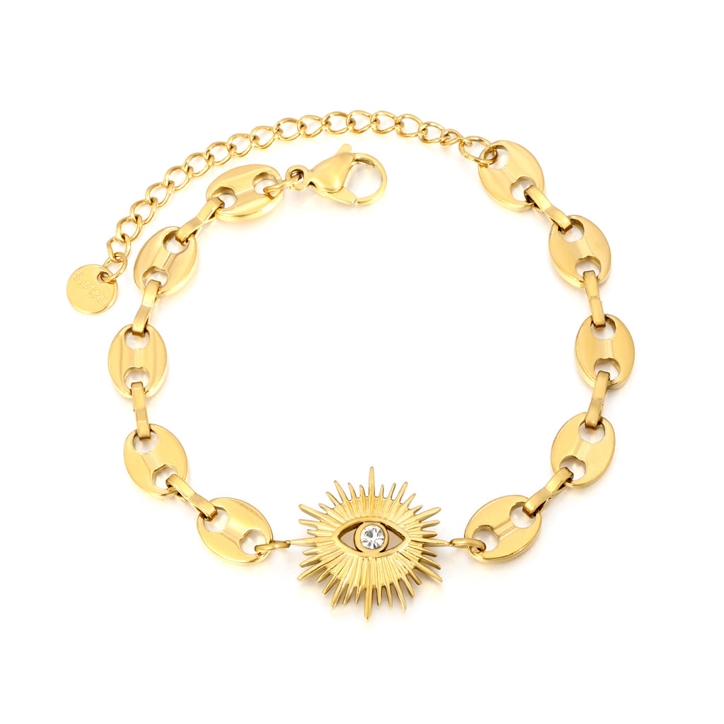 Damen Armband mit kunstvollem Augensymbol und eleganten Gliederdesign Shop Nory