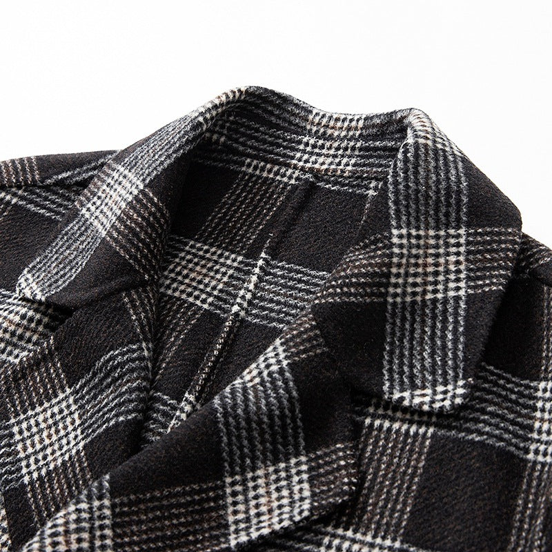 Damen Eleganter Karierter Doppelbrustmantel Shop Nory