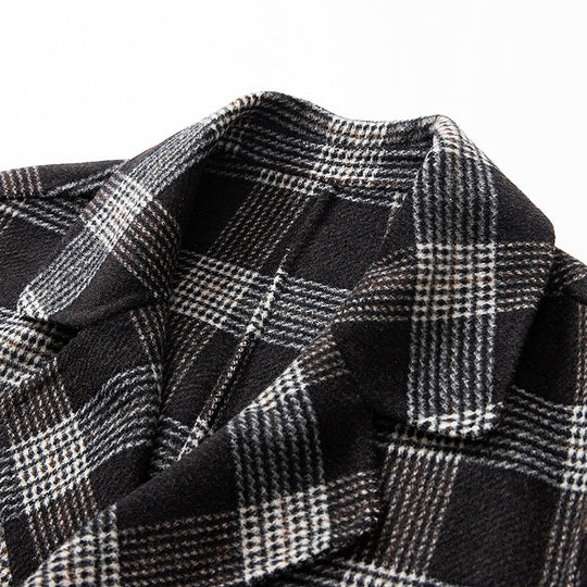 Damen Eleganter Karierter Doppelbrustmantel Shop Nory