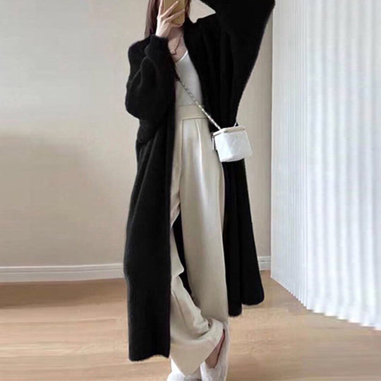 Damen Langer Übergroßer Maxi-Strickcardigan mit offener Front Shop Nory