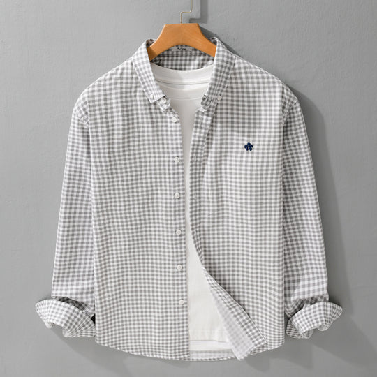 Herren Kariertes Baumwollhemd mit Button-Down-Kragen und relaxed Fit Shop Nory