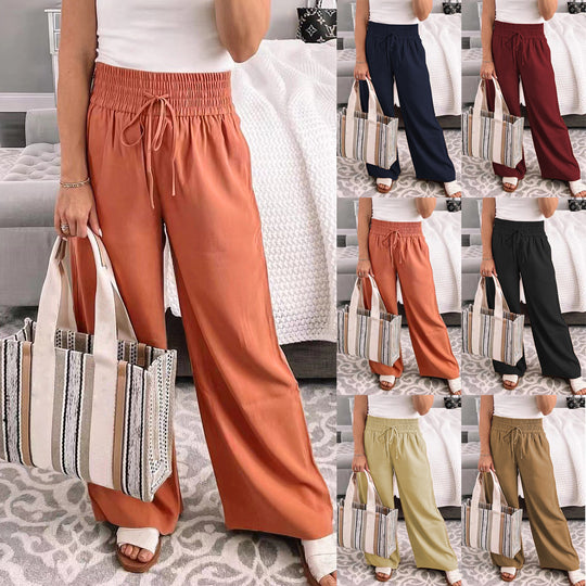 Damen Palazzo‑Hose aus fließendem Viskosemix mit hohem Smockbund und Tunnelzug Shop Nory