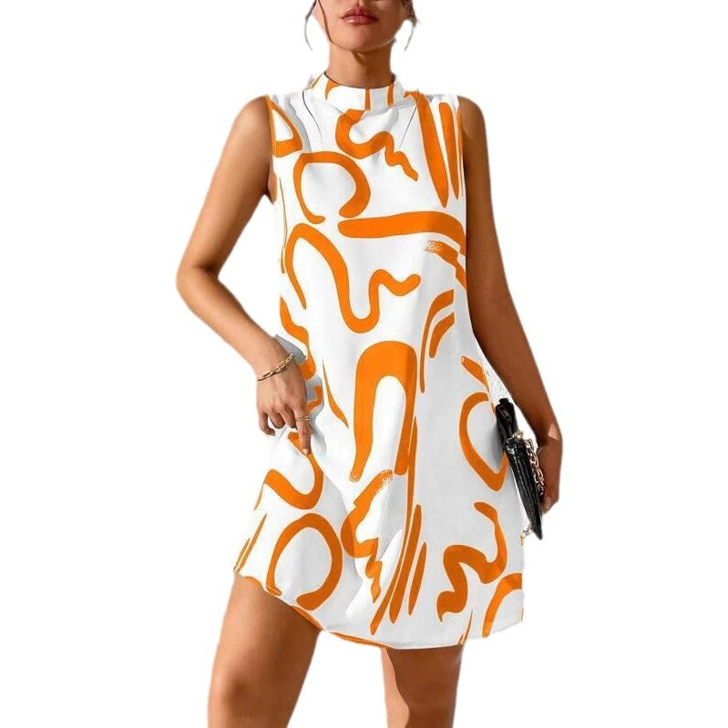 Damen Minimalistisches Cocktailkleid mit modernem grafischen Muster