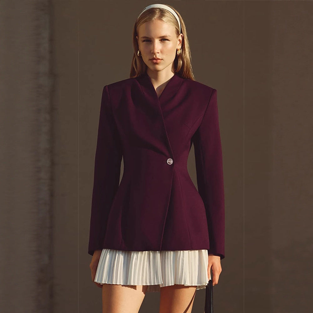 Damen Taillierter Blazer mit skulpturierter Taille, asymmetrischem Knopfdetail und verlängertem Saum Shop Nory