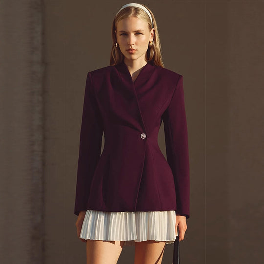 Damen Taillierter Blazer mit skulpturierter Taille, asymmetrischem Knopfdetail und verlängertem Saum Shop Nory