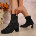 Damen Elegante Mid-Chunky-Stiefeletten mit strukturiertem Obermaterial Shopnory