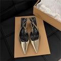 Damen Slingback High Heel Pumps mit spitzem Design und elegantem Metallfinish
