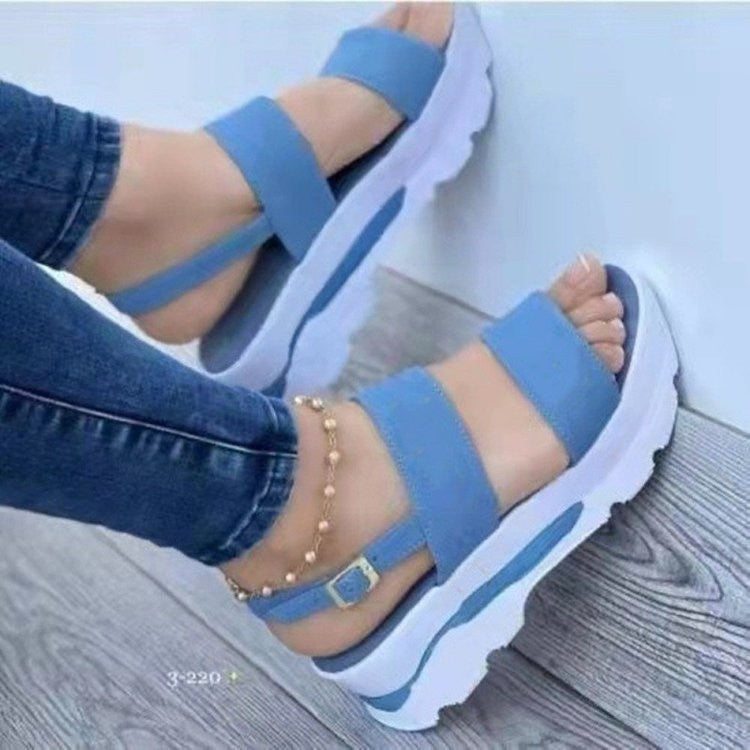 Damen Plateau-Sandalen mit verstellbarem Riemendesign und ergonomischer Sohle