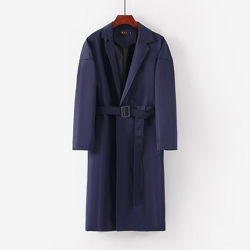 Damen Longline Trenchcoat mit Taillengürtel und fallendem Revers Shop Nory