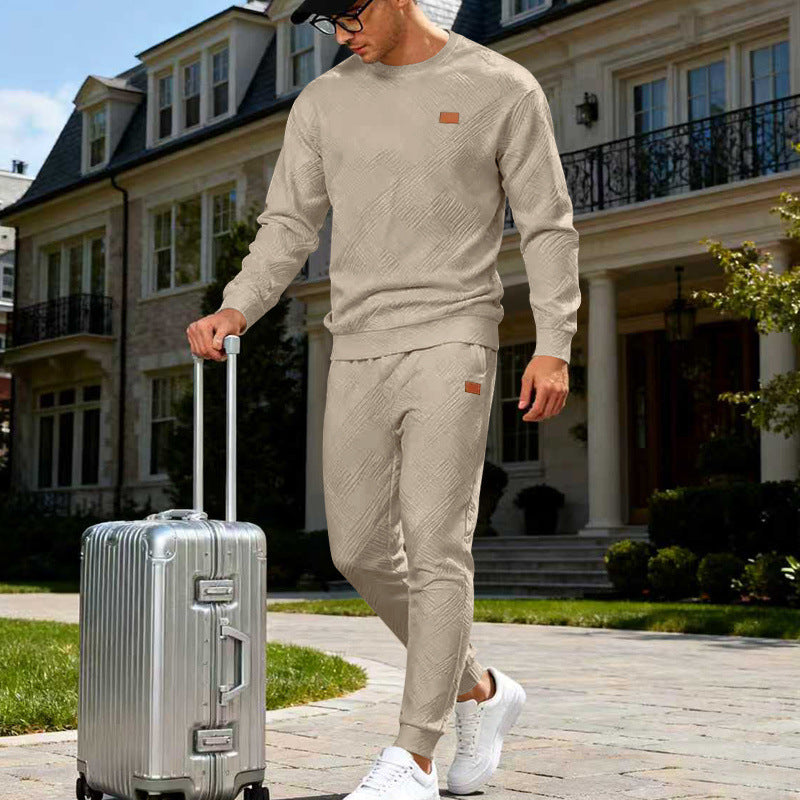 Herren Feinstrukturiertes Lounge-Set mit Rundhals-Pullover & schmaler Jogginghose Shop Nory