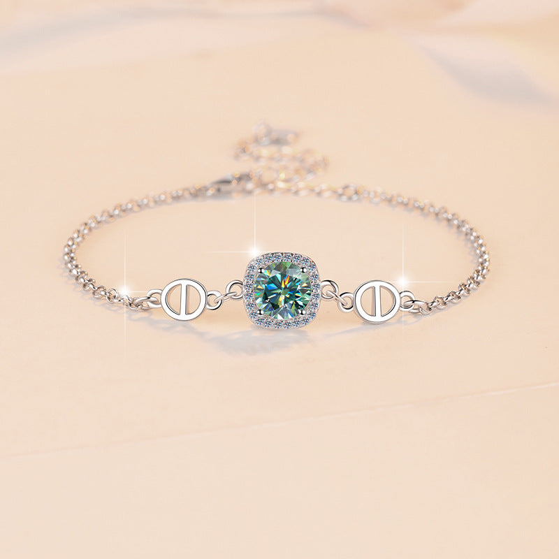 Damenarmband mit strahlend gelbem Kristall und funkelndem Zirkonia-Rahmen Shop Nory