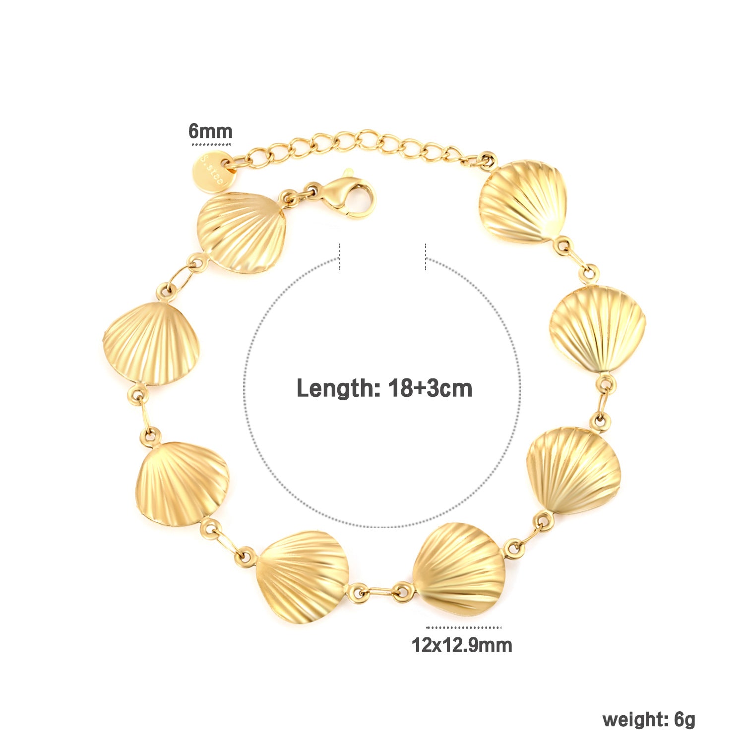 Damen Armband mit Muschel-Design aus hochwertigem Edelstahl Shop Nory
