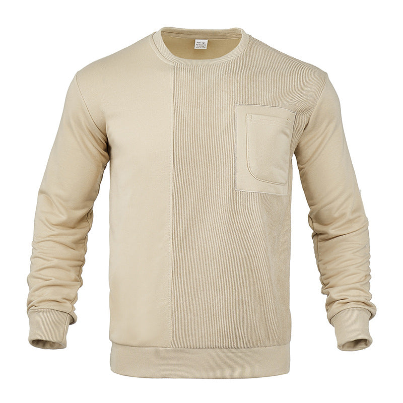 Herren Struktur-Sweatshirt mit Rippen-Panel und Brusttasche Shop Nory