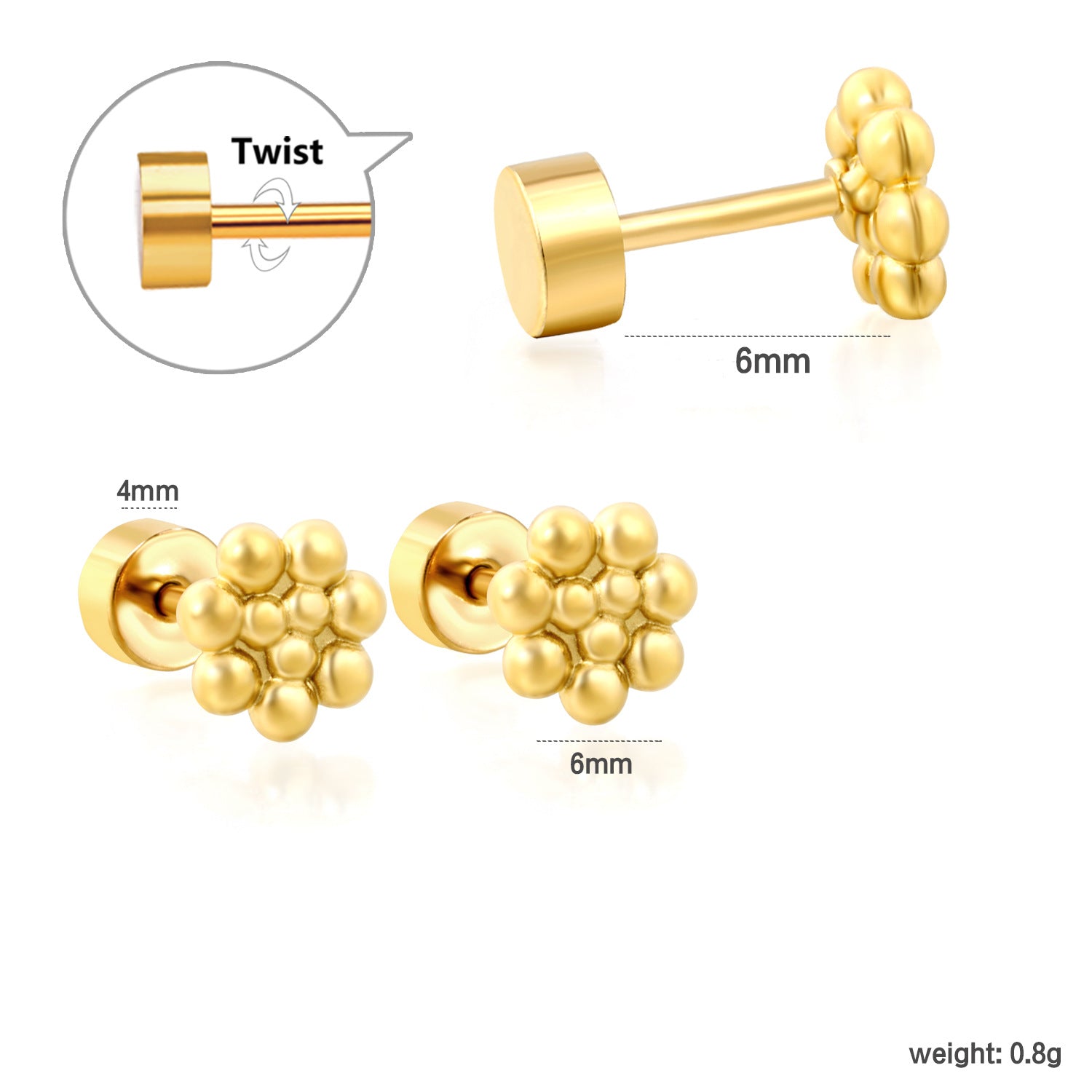 Damen Edelstahl Ohrstecker mit modernem, dreiphasigem Design Shop Nory