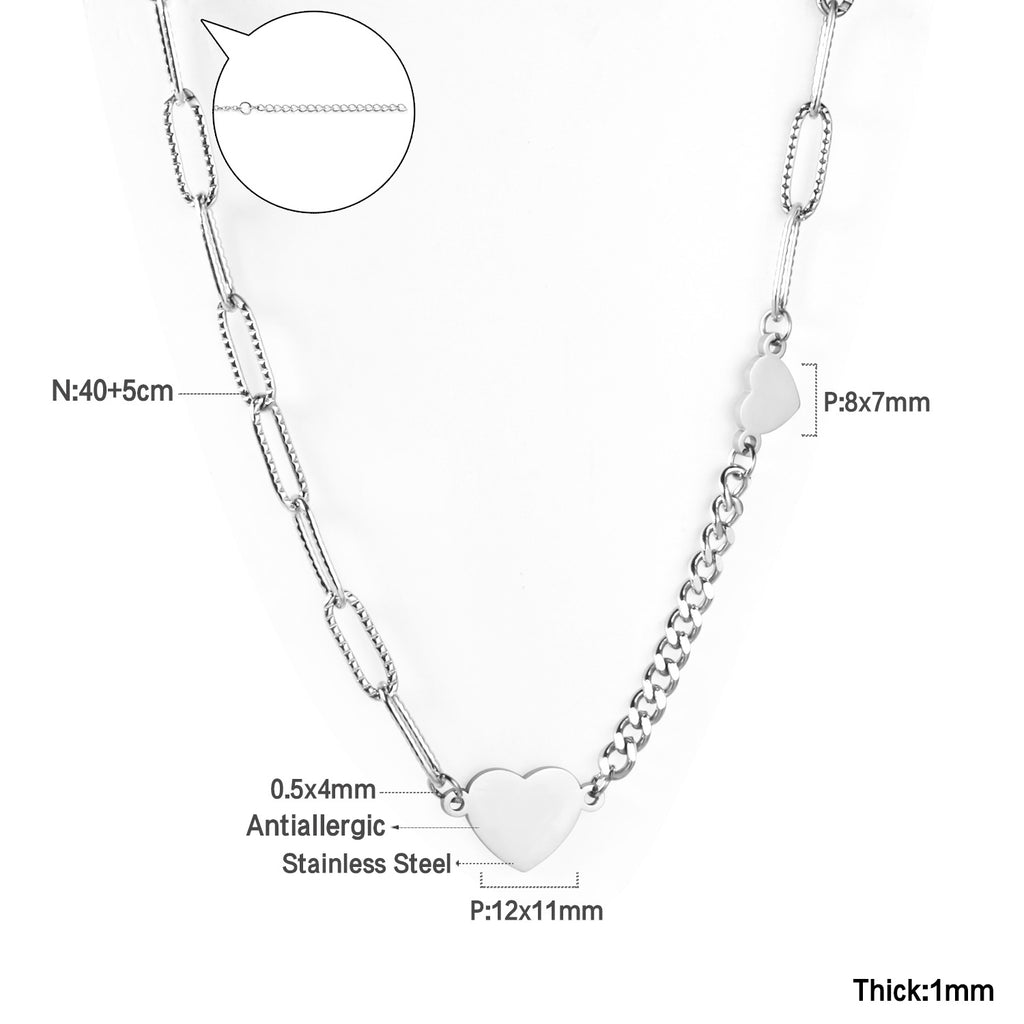 Damen Halskette mit Herzanhänger und verstellbarem Gliederdesign Shop Nory