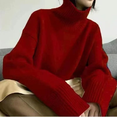 Damen Gemütlicher Strickpullover mit hohem Kragen Shop Nory