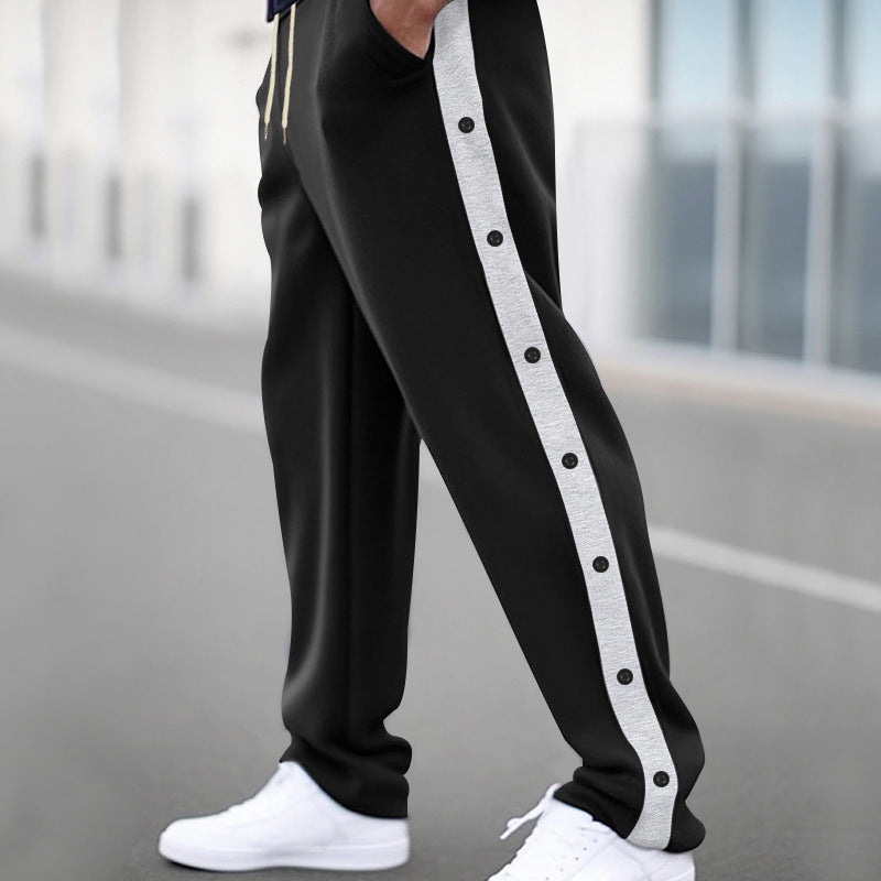 Herren nan locker geschnittene Jogginghose mit Druckknopf-Seitenstreifen und elastischem Kordelbund Shop Nory