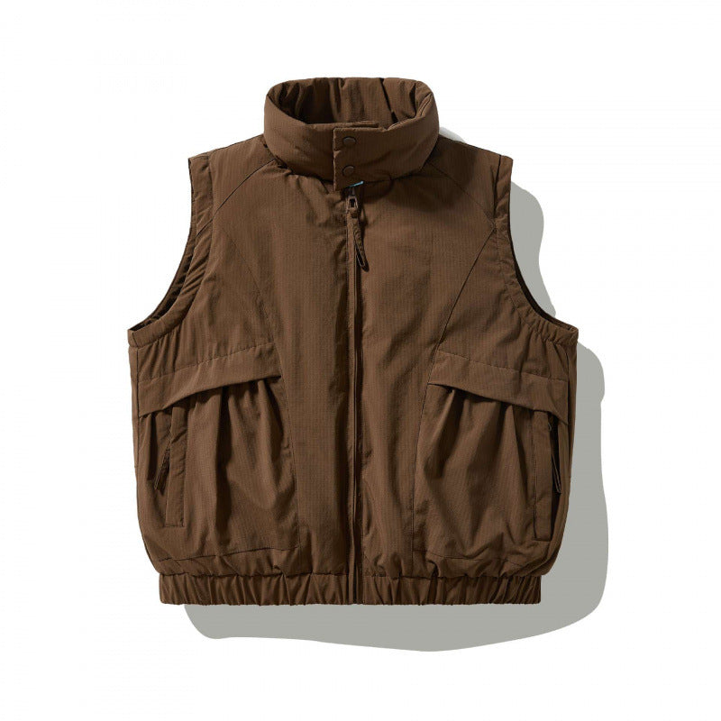 Herren Wattierte Outdoor‑Weste mit hohem Stehkragen, elastischem Saum und großen Klappentaschen Shop Nory