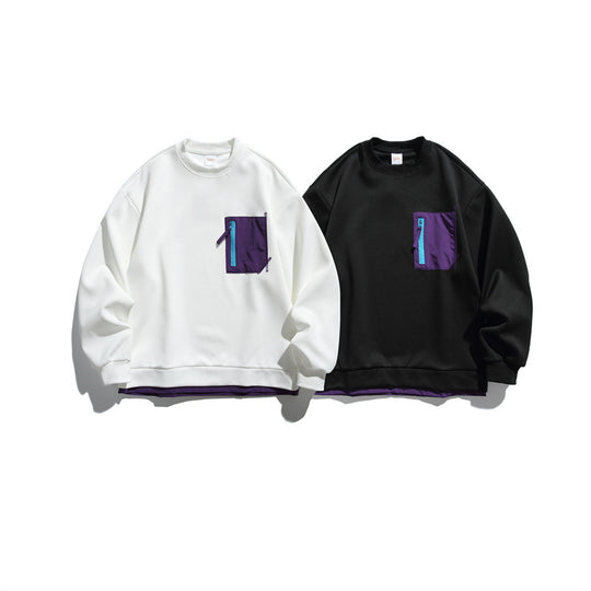 Unisex Oversize-Sweatshirt mit kontrastierter Reißverschluss-Brusttasche und doppellagigem Saum Shop Nory