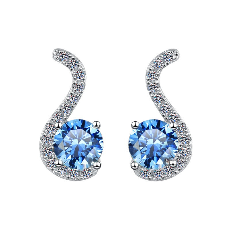 Damen Ohrringe mit funkelnden Zirkonia und elegantem Schwung Shop Nory