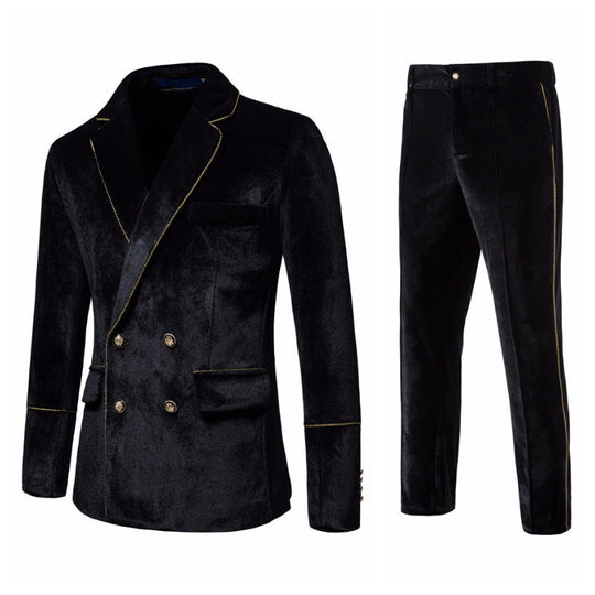 Herren elegantes Samtanzugset mit glänzendem Finish und modernem Schnitt