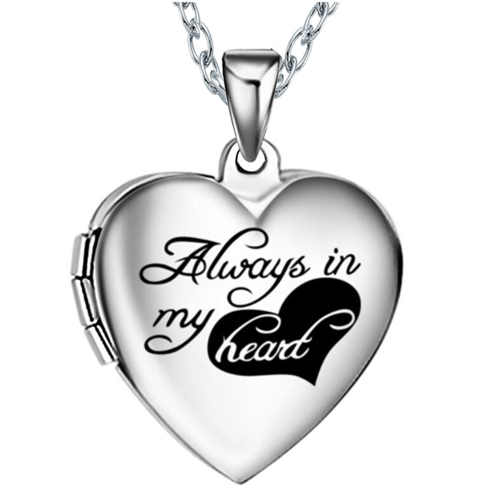 Damen Medaillon Halskette mit Herzdesign und Rosenmotiven Shop Nory