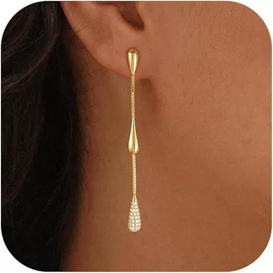 Damen Ohrhänger mit stilvollem Tropfen-Design und funkelnden Akzenten Shop Nory