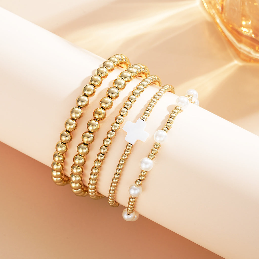 Damen Armband-Set mit eleganten und modernen Perlen- und Kugeldetails Shop Nory