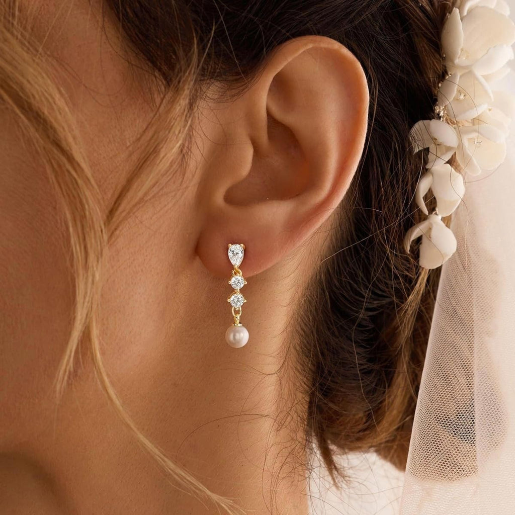 Damen Ohrhänger mit funkelnden Swarovski-Kristallen und eleganter Perlenakzent Shop Nory