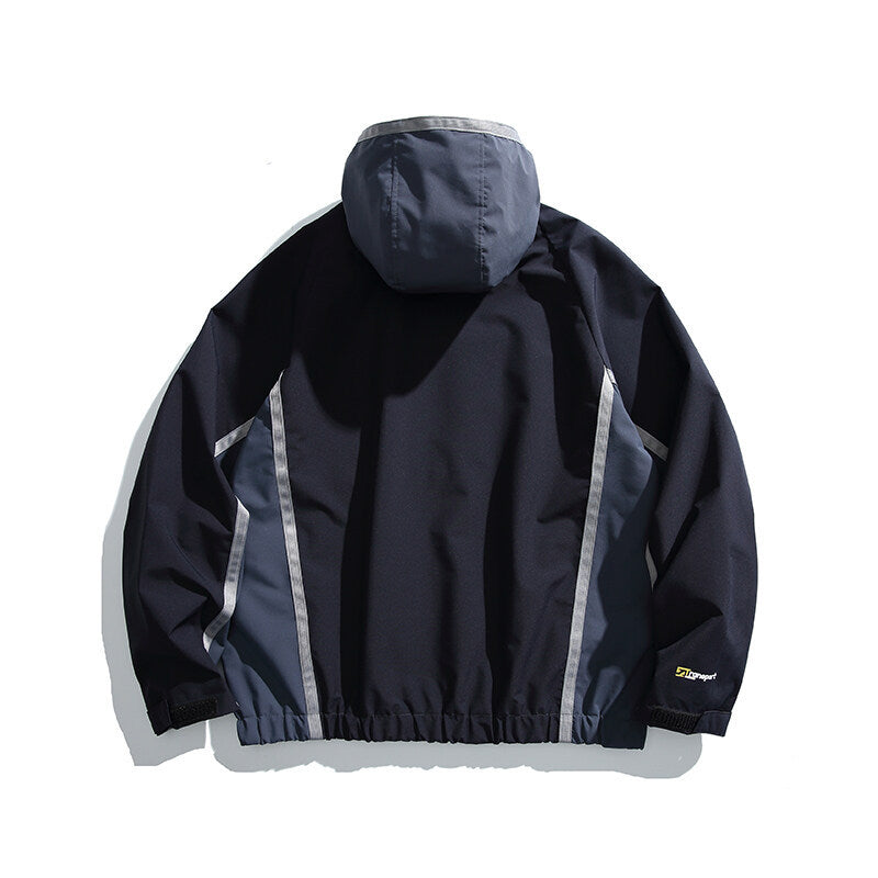 Unisex Wasserabweisende technische Kapuzenjacke mit Reflektorpaspeln und elastischem Saum Shop Nory
